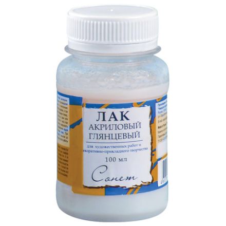 Лак акриловый глянцевый "Сонет", баночка 100 мл, Невская Палитра, 4627920 Лак акриловый глянцевый "Сонет", баночка 100 мл, Невская Палитра, 4627920