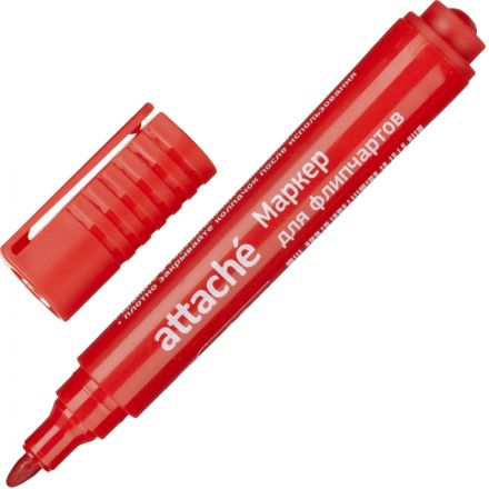Маркер для флипчартов по бумаге Attache красный 2-3 мм круглый нак Маркер для флипчартов по бумаге Attache красный 2-3 мм круглый нак