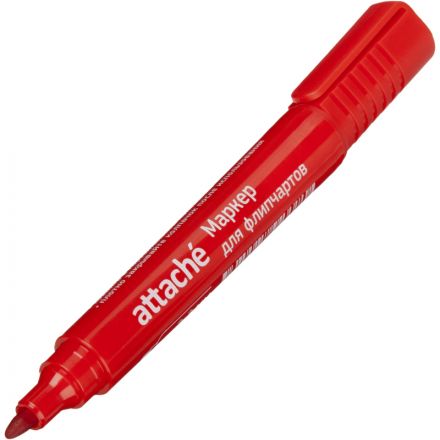 Маркер для флипчартов по бумаге Attache красный 2-3 мм круглый нак Маркер для флипчартов по бумаге Attache красный 2-3 мм круглый нак