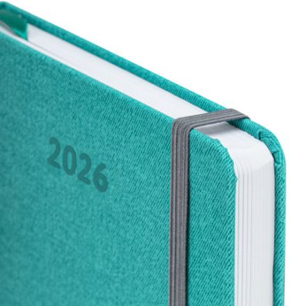 Ежедневник датированный 2026 А5 138x213 мм, BRAUBERG "Mosaic", под кожу, держатель для ручки, бирюза, 117110