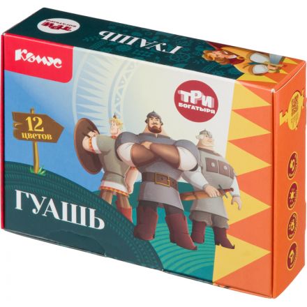 Гуашь КОМУС Три Богатыря набор 12 цв, 20 мл богатыри Гуашь КОМУС Три Богатыря набор 12 цв, 20 мл богатыри