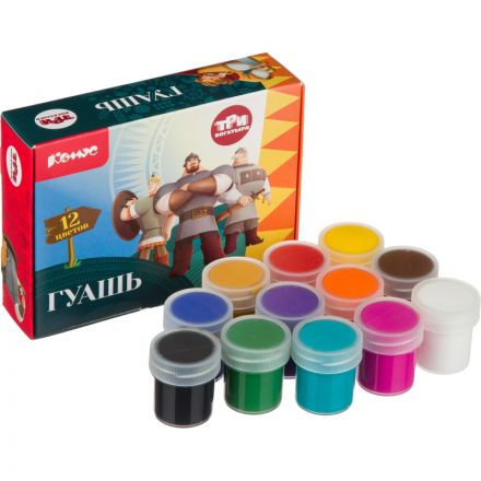 Гуашь КОМУС Три Богатыря набор 12 цв, 20 мл богатыри Гуашь КОМУС Три Богатыря набор 12 цв, 20 мл богатыри
