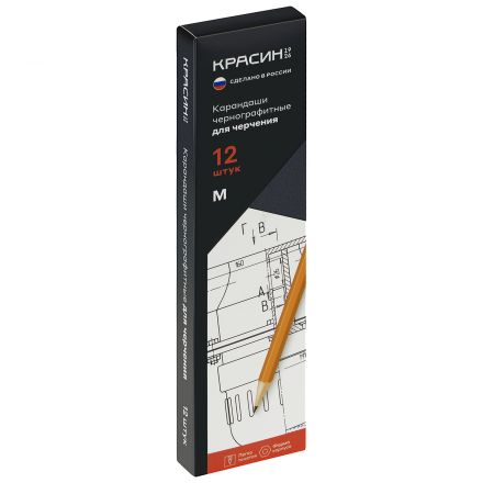 Карандаш ч/г Красин «Для черчения» М (В), шестигр., заточен.