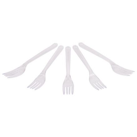 Вилка одноразовая пластиковая 180 мм, прозрачная, КОМПЛЕКТ 50 шт., ЭТАЛОН, WELDAY (ВЭЛДЭЙ), 607839