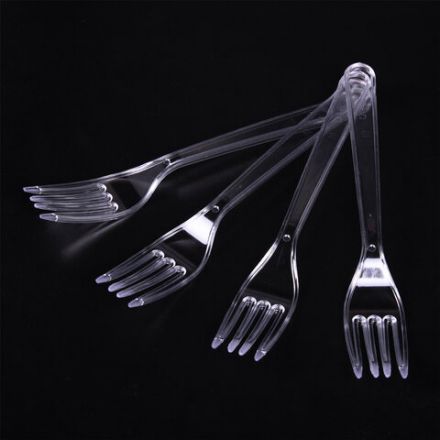 Вилка одноразовая пластиковая 180 мм, прозрачная, КОМПЛЕКТ 50 шт., ЭТАЛОН, WELDAY (ВЭЛДЭЙ), 607839