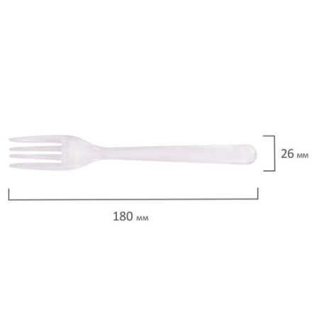 Вилка одноразовая пластиковая 180 мм, прозрачная, КОМПЛЕКТ 50 шт., ЭТАЛОН, WELDAY (ВЭЛДЭЙ), 607839