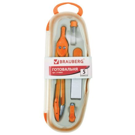 Готовальня BRAUBERG "Modern", 5 предметов: циркуль 135 мм, резинка, точилка, отвёртка, грифель, 210665 Готовальня BRAUBERG "Modern", 5 предметов: циркуль 135 мм, резинка, точилка, отвёртка, грифель, 210665