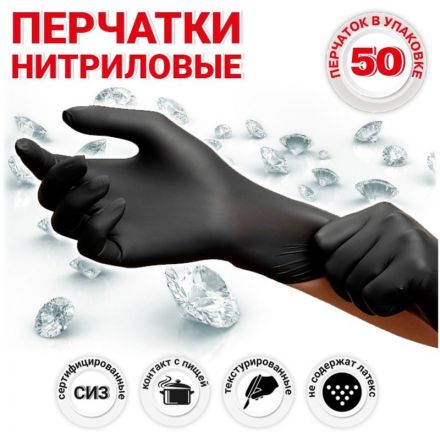 Перчатки одноразовые Paclan нитриловые неопудренные черные размер M (50 штук в упаковке) Перчатки одноразовые Paclan нитриловые неопудренные черные размер M (50 штук в упаковке)