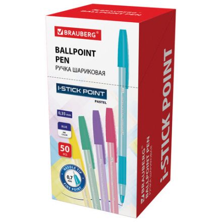 Ручка шариковая с грипом BRAUBERG "i-STICK POINT PASTEL", СИНЯЯ, корпус ассорти, игольчатый узел 0,7 мм, линия письма 0,35 мм, 144023 Ручка шариковая с грипом BRAUBERG "i-STICK POINT PASTEL", СИНЯЯ, корпус ассорти, игольчатый узел 0,7 мм, линия письма 0,35 мм, 144023