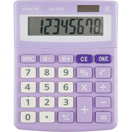 Калькулятор настольный КОМП Attache, AС-223P,8р,дв. пит, фиолет,134x107x34 Калькулятор настольный КОМП Attache, AС-223P,8р,дв. пит, фиолет,134x107x34