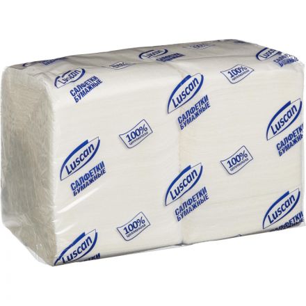 Салфетки бумажные Luscan Profi Pack 1-слойные 24х24 белые 400 штук в упаковке