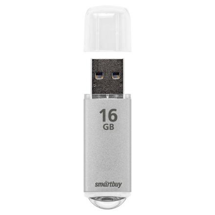 Флеш-диск 16 GB, SMARTBUY V-Cut, USB 2.0, металлический корпус, серебристый, SB16GBVC-S