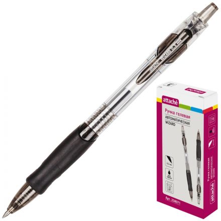 Ручка гелевая автоматическая Attache Wizard черняя (толщина линии 0.5 мм) Ручка гелевая автоматическая Attache Wizard черняя (толщина линии 0.5 мм)