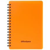 Записная книжка А6 60л., на гребне OfficeSpace "Neon", оранжевая пластиковая обложка