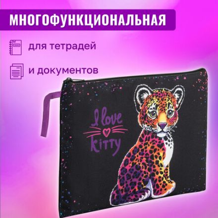 Папка для тетрадей BRAUBERG А4, 1 отделение, полиэстер, на молнии, с ручкой, "Leopard", 272170 Папка для тетрадей BRAUBERG А4, 1 отделение, полиэстер, на молнии, с ручкой, "Leopard", 272170