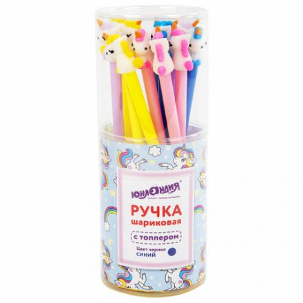 Ручка с топпером шариковая ЮНЛАНДИЯ "Единорог", корпус ассорти, СИНЯЯ, пишущий узел 0,7 мм, 143805 Ручка с топпером шариковая ЮНЛАНДИЯ "Единорог", корпус ассорти, СИНЯЯ, пишущий узел 0,7 мм, 143805