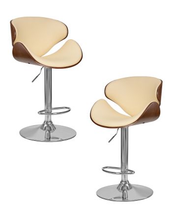 Набор 2 шт Стул барный DOBRIN KARTER, коричневое дерево, кремовый Набор 2 шт Стул барный DOBRIN KARTER, коричневое дерево, кремовый