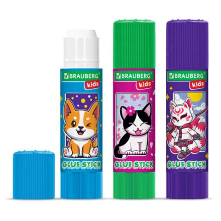 Клей-карандаш "Anime" 9 г, ВЫГОДНАЯ УПАКОВКА, BRAUBERG KIDS, 3 штуки на блистере, 272471 Клей-карандаш "Anime" 9 г, ВЫГОДНАЯ УПАКОВКА, BRAUBERG KIDS, 3 штуки на блистере, 272471