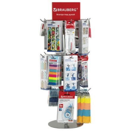 Стойка-вертушка настольная BRAUBERG, 68х28 см, 20 крючков, 3 вращающихся ряда, 505911 Стойка-вертушка настольная BRAUBERG, 68х28 см, 20 крючков, 3 вращающихся ряда, 505911