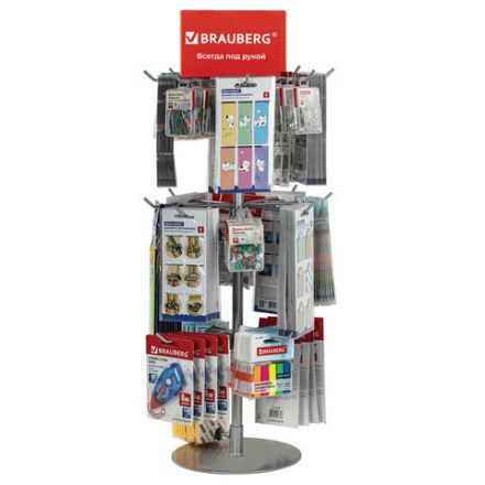 Стойка-вертушка настольная BRAUBERG, 68х28 см, 20 крючков, 3 вращающихся ряда, 505911 Стойка-вертушка настольная BRAUBERG, 68х28 см, 20 крючков, 3 вращающихся ряда, 505911