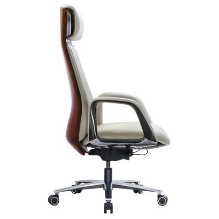 Кресло HAWASAN (ХАВАСАН) PREMIUM EX-820, синхромеханизм, слайдер, экокожа, белое/коричневое, 533237