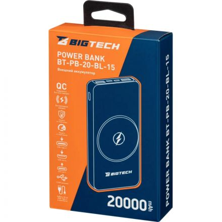 Внешний аккумулятор BigTech (BT-PB-20-BL-15) 20000 mAh черный Внешний аккумулятор BigTech (BT-PB-20-BL-15) 20000 mAh черный