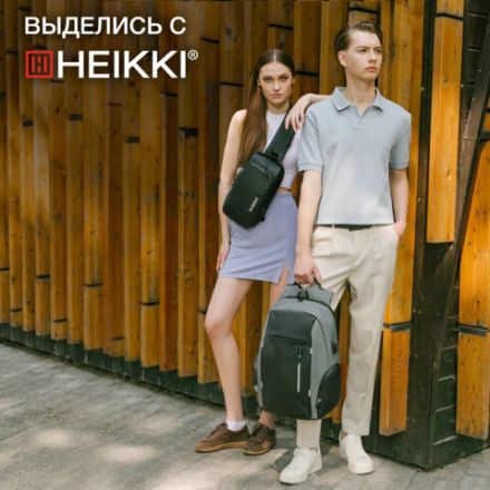 Рюкзак однолямочный HEIKKI FEATURE (ХЕЙКИ), кодовый замок, USB-порт, черный, 32x16x6 см, 273900