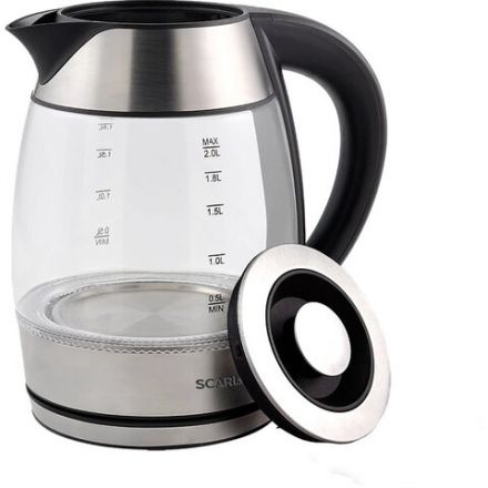 Чайник SCARLETT SC-EK27G13, 2 л, 2200 Вт, закрытый нагревательный элемент, стекло, стальной Чайник SCARLETT SC-EK27G13, 2 л, 2200 Вт, закрытый нагревательный элемент, стекло, стальной