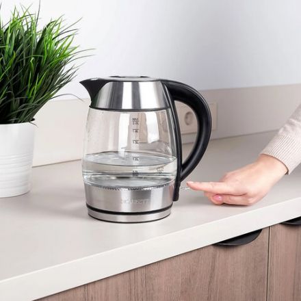 Чайник SCARLETT SC-EK27G13, 2 л, 2200 Вт, закрытый нагревательный элемент, стекло, стальной Чайник SCARLETT SC-EK27G13, 2 л, 2200 Вт, закрытый нагревательный элемент, стекло, стальной