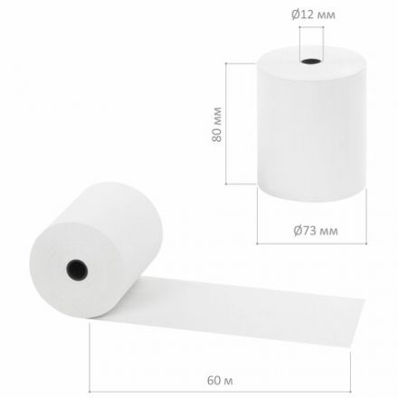 Чековая лента ТЕРМОБУМАГА 80 мм (диаметр 66-73 мм, длина 60 м, втулка 12 мм) КОМПЛЕКТ 6 шт., STAFF, 110449 Чековая лента ТЕРМОБУМАГА 80 мм (диаметр 66-73 мм, длина 60 м, втулка 12 мм) КОМПЛЕКТ 6 шт., STAFF, 110449