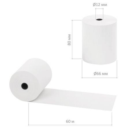 Чековая лента ТЕРМОБУМАГА 80 мм (диаметр 66-73 мм, длина 60 м, втулка 12 мм) КОМПЛЕКТ 6 шт., STAFF, 110449 Чековая лента ТЕРМОБУМАГА 80 мм (диаметр 66-73 мм, длина 60 м, втулка 12 мм) КОМПЛЕКТ 6 шт., STAFF, 110449