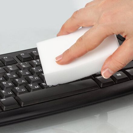 Губка-ластик МЕЛАМИНОВАЯ для удаления пятен, для чистки кухни, уборки, обуви, 10х7х3 см, КОМПЛЕКТ 20 шт., полибэг, LAIMA, 608955.