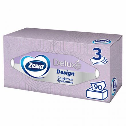 Салфетки косметические 90 штук в картонном боксе, 3-слойные, ZEWA Deluxe Design, 28420 Салфетки косметические 90 штук в картонном боксе, 3-слойные, ZEWA Deluxe Design, 28420