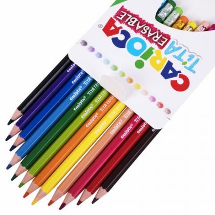 Карандаши цветные стираемые с резинкой CARIOCA "Erasable", 12 цветов, шестигранные, грифель 3 мм, 42897 Карандаши цветные стираемые с резинкой CARIOCA "Erasable", 12 цветов, шестигранные, грифель 3 мм, 42897