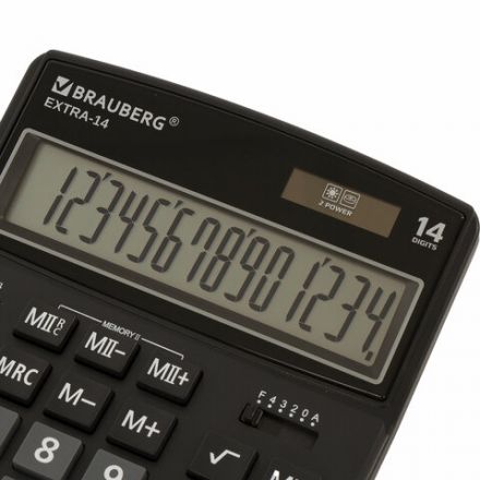 Калькулятор настольный BRAUBERG EXTRA-14-BK (206x155 мм), 14 разрядов, двойное питание, ЧЕРНЫЙ, 250474 Калькулятор настольный BRAUBERG EXTRA-14-BK (206x155 мм), 14 разрядов, двойное питание, ЧЕРНЫЙ, 250474