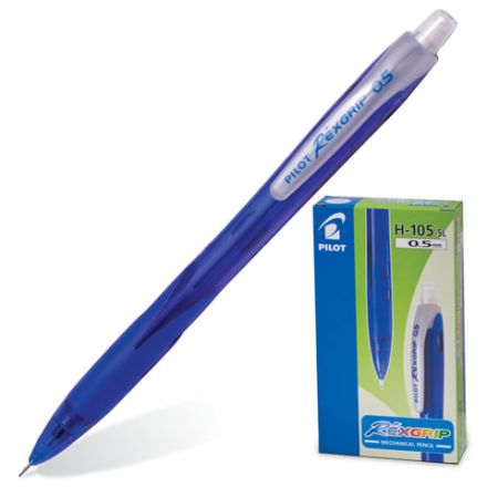 Карандаш механический 0,5 мм, PILOT Н-105 "Rex Grip", ластик, резиновый грип, корпус синий, H-105 Карандаш механический 0,5 мм, PILOT Н-105 "Rex Grip", ластик, резиновый грип, корпус синий, H-105