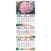 Календарь квартальный 2026 г., 3 блока, 3 гребня, бегунок, мелованная бумага, BRAUBERG EXTRA, "Гортензия", 116826