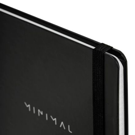 Блокнот с резинкой в клетку 96 л., А5 145х203 мм, твердая обложка, BRAUBERG, "Minimal", чёрный, 115532