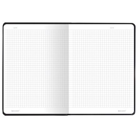 Блокнот с резинкой в клетку 96 л., А5 145х203 мм, твердая обложка, BRAUBERG, "Minimal", чёрный, 115532