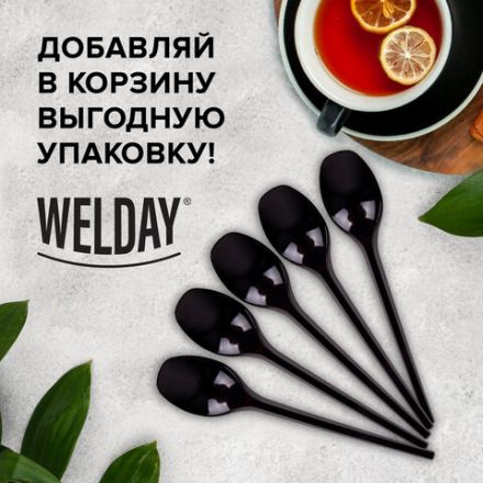 Ложка чайная одноразовая пластиковая 125 мм, черная, КОМПЛЕКТ 100 шт., ЭТАЛОН, WELDAY (ВЭЛДЭЙ), 607830 Ложка чайная одноразовая пластиковая 125 мм, черная, КОМПЛЕКТ 100 шт., ЭТАЛОН, WELDAY (ВЭЛДЭЙ), 607830