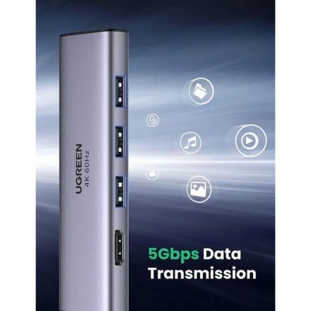 Разветвитель USB Ugreen CM511 (60383) USB-C. серый космос