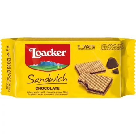 Вафли Loacker сэндвич шоколад 25 г × 25 шт. в упаковке 14011-034