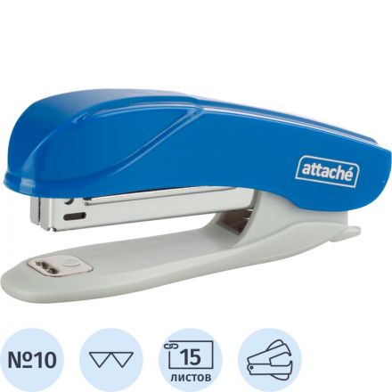 Степлер Attache Pulse (№10) до 15 листов, антистеплер, пластик, синий Степлер Attache Pulse (№10) до 15 листов, антистеплер, пластик, синий