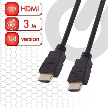 Кабель HDMI AM-AM, 3 м, SONNEN, ver1.4, FullHD, 4К, для ноутбука, компьютера, ТВ-приставки, монитора, телевизора, проектора, черный, 513121 Кабель HDMI AM-AM, 3 м, SONNEN, ver1.4, FullHD, 4К, для ноутбука, компьютера, ТВ-приставки, монитора, телевизора, проектора, черный, 513121