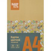 Картон цветной Выбор Есть 20л 10цв мелован папка