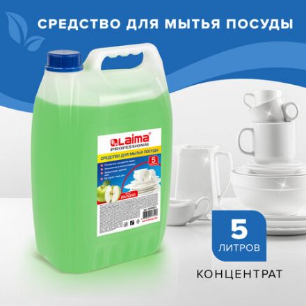 Средство для мытья посуды 5 л, LAIMA PROFESSIONAL, концентрат, "Яблоко", 604651 Средство для мытья посуды 5 л, LAIMA PROFESSIONAL, концентрат, "Яблоко", 604651