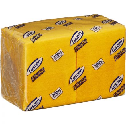 Салфетки бумажные Luscan Profi Pack 1-слойные 24х24 желтые 400 штук в упаковке