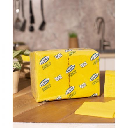 Салфетки бумажные Luscan Profi Pack 1-слойные 24х24 желтые 400 штук в упаковке Салфетки бумажные Luscan Profi Pack 1-слойные 24х24 желтые 400 штук в упаковке