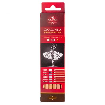 Пастельные карандаши Koh-I-Noor "Gioconda Soft 8826 Grey Line ", 6цв., картон. упак., европодвес Пастельные карандаши Koh-I-Noor "Gioconda Soft 8826 Grey Line ", 6цв., картон. упак., европодвес