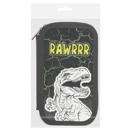 Пенал ЮНЛАНДИЯ, 2 отделения, ламинированный картон, конгрев, 19х11 см, "RAWR", 271538